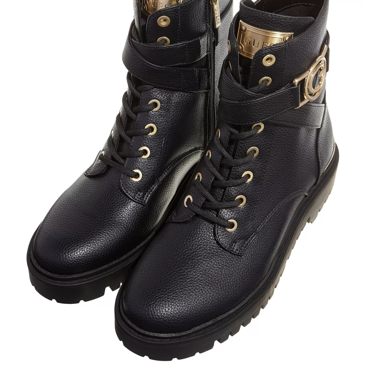 Guess black hot sale boots gold buckle