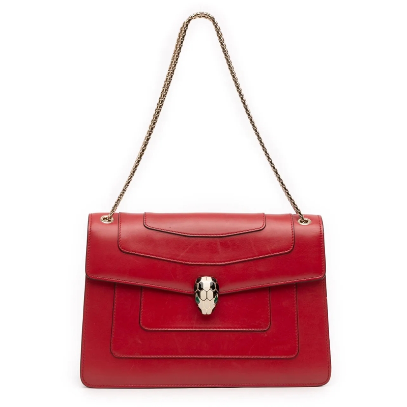 BVLGARI Schultertasche Medium Calfskin Serpenti Forever Shoulder Bag rot