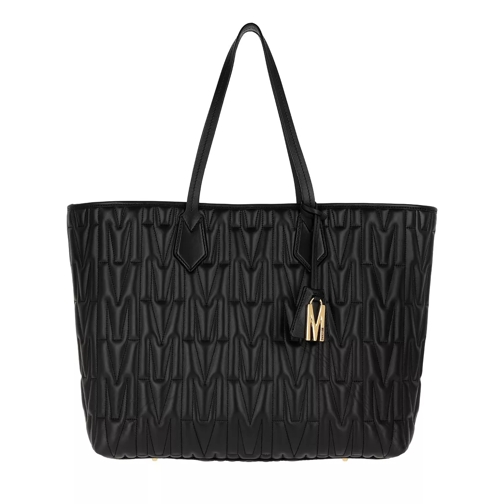 Moschino Leather Tote Bag Black Fantasy Print Borsa da shopping