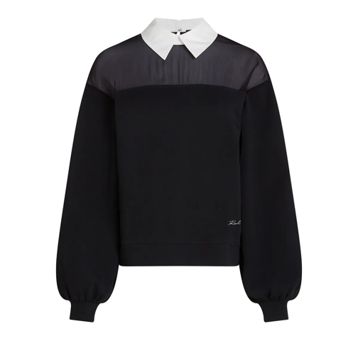 Karl Lagerfeld  SWEATSHIRT MIT POPELINE-KRAGEN schwarz