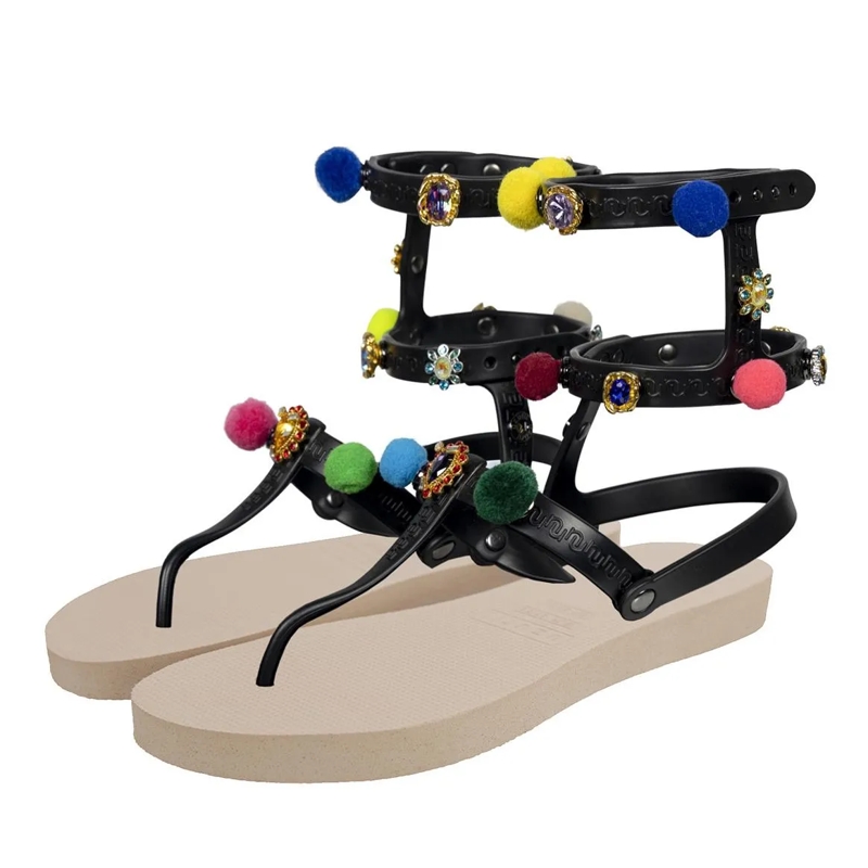UZURII Flip Flops Zehentrenner Mondriaan Colorful Black sand