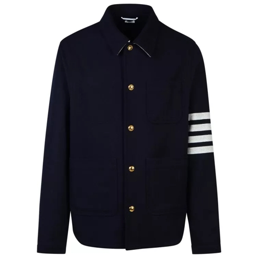 Thom Browne '4 Bar' Navy Wool Blend Jacket Blue 