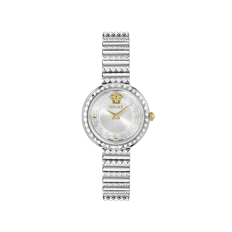 Versace Quarzuhr Quarzuhr Mit 2 Zeigern Greca Goddess Pet. Sp.(Wc-D silber