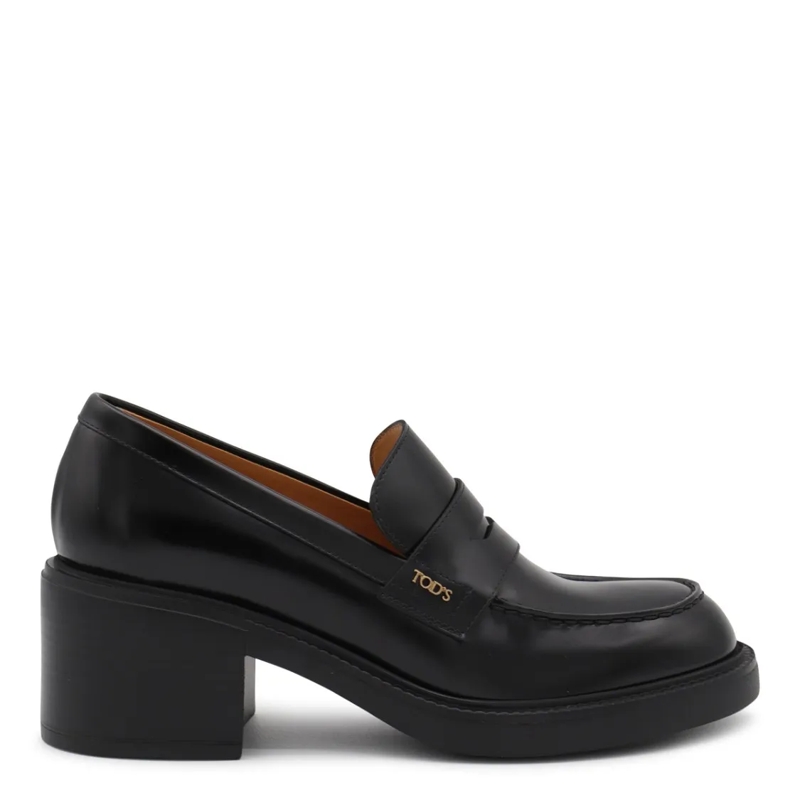 Tod's Veterschoenen Black Leather Loafers Black