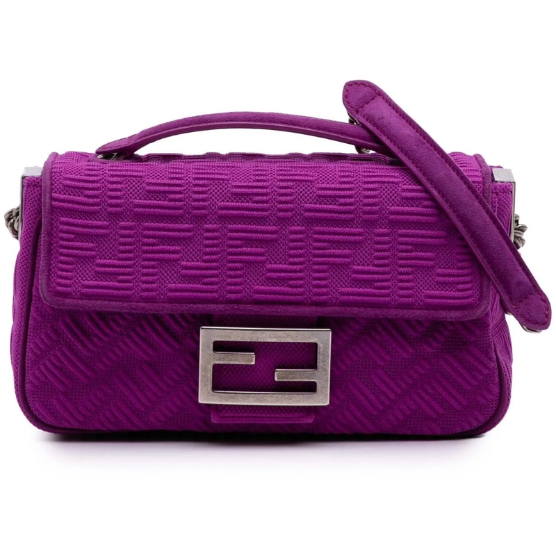 Fendi Sac à bandoulière Zucca Embossed Technical Fabric Chain Midi Baguett lila