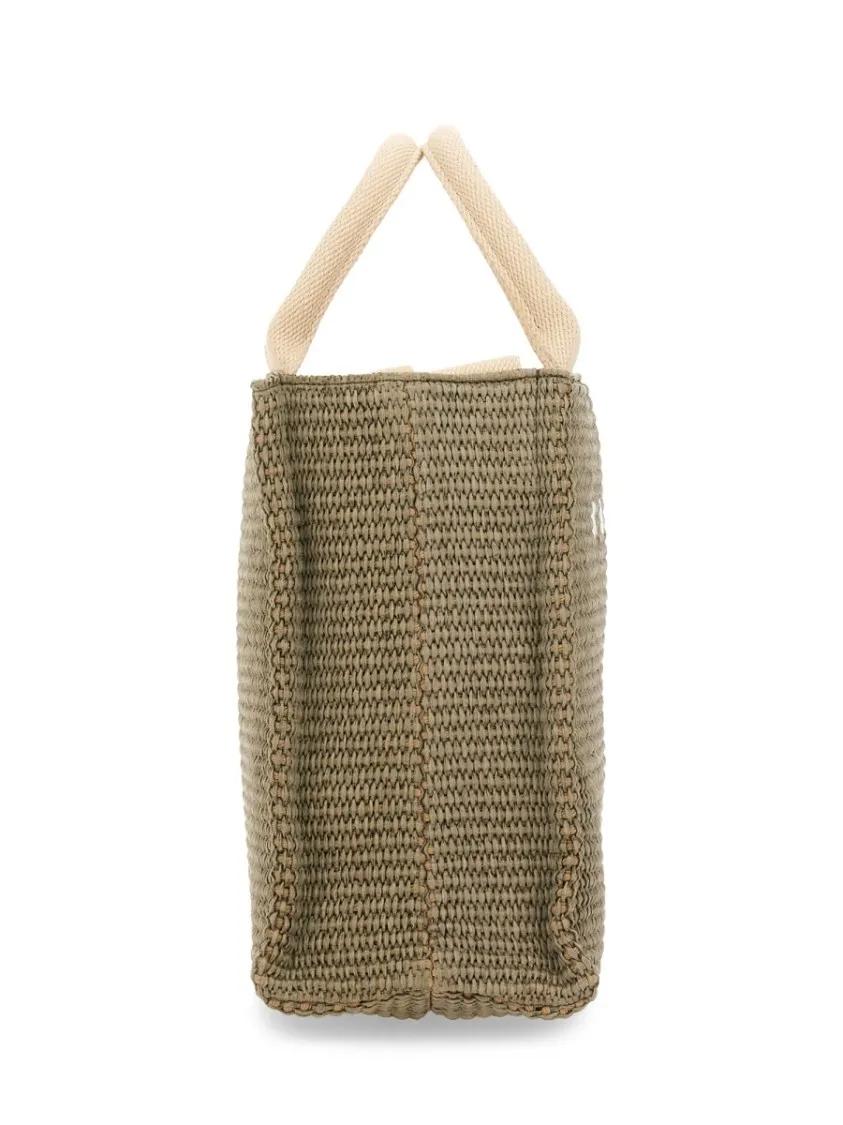Marni Shoppers & Totes Raffia Effect Fabric Small Tote Bag in groen
