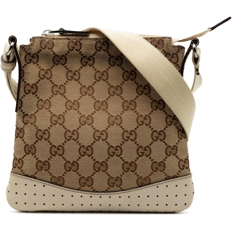 Gucci Schultertasche GG Canvas Perforated Crossbody braun