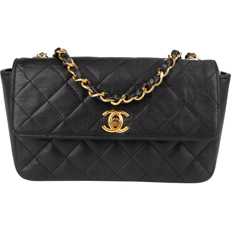 Chanel Tote Chanel Quilted Lambskin 24K Gold Single Flap Cross schwarz