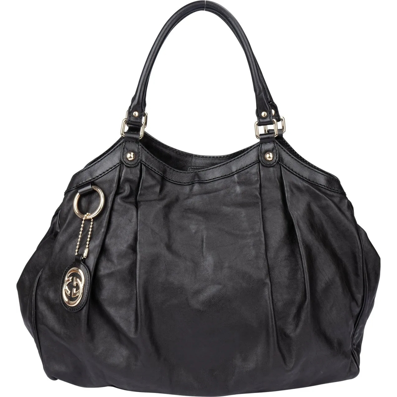 Gucci Schultertasche Gucci Black Leather Sukey Handbag schwarz
