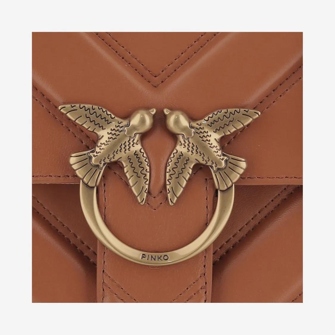 pinko Hobo bags Love One Leather Shoulder Bag in bruin