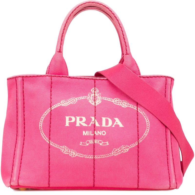 Prada Schultertasche Small Canvas Canapa Logo Satchel rose