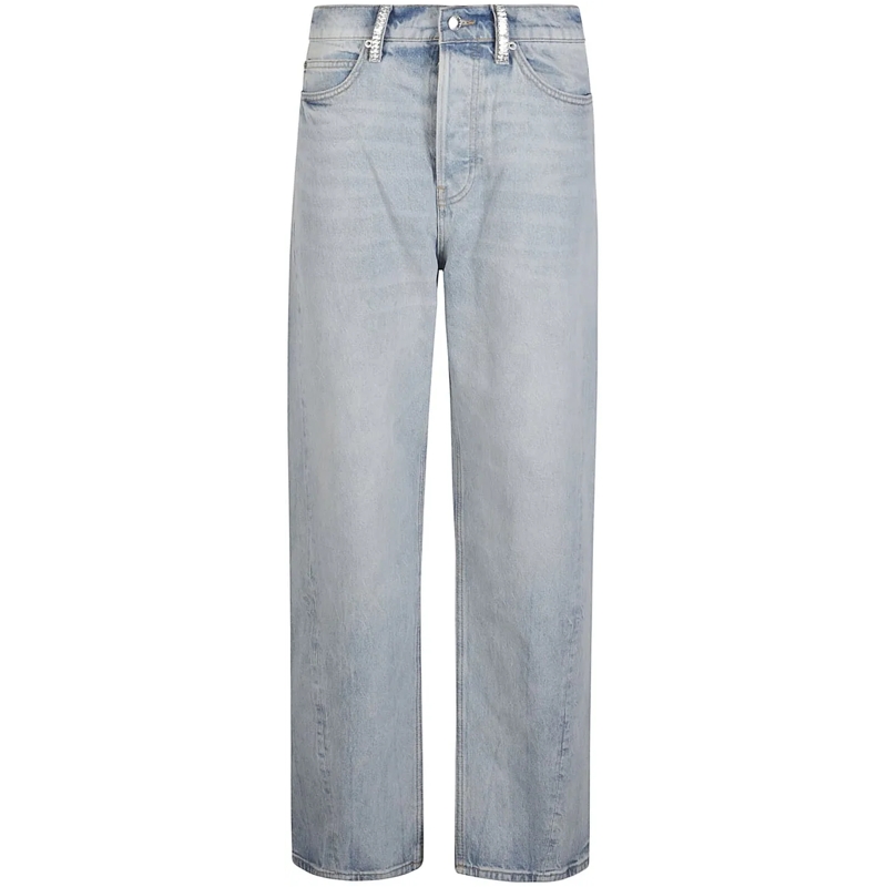 Alexander Wang Skinny-Leg-Jeans Float Mid Rise Relaxed Whit Crystal Beltloops Jean blau