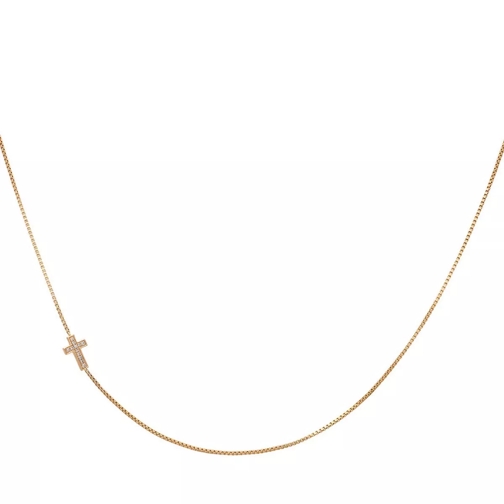 Rachel Jackson London 9K Solid Diamond Mini Cross Necklace  gold Kort halsband