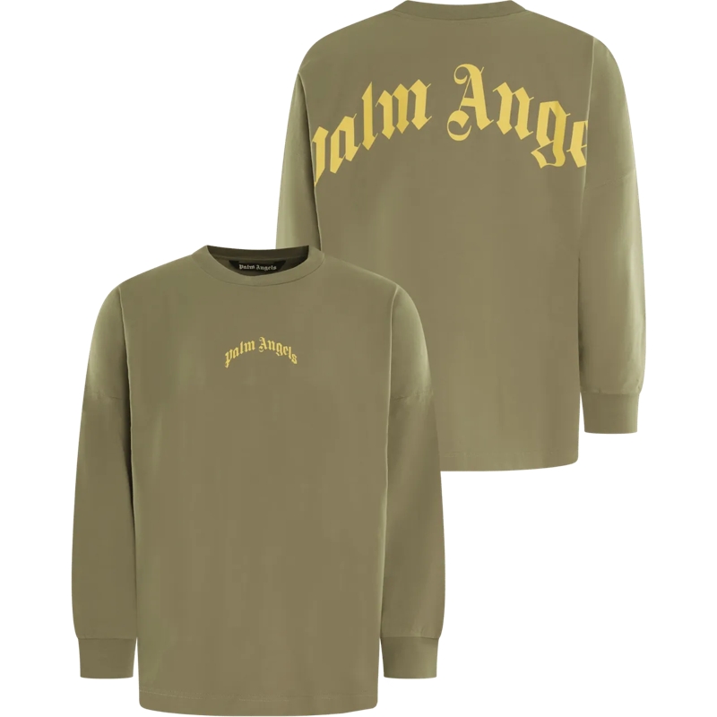 Palm Angels Legeres Oberteil Heren Back Curved Longsleeve Groen grün