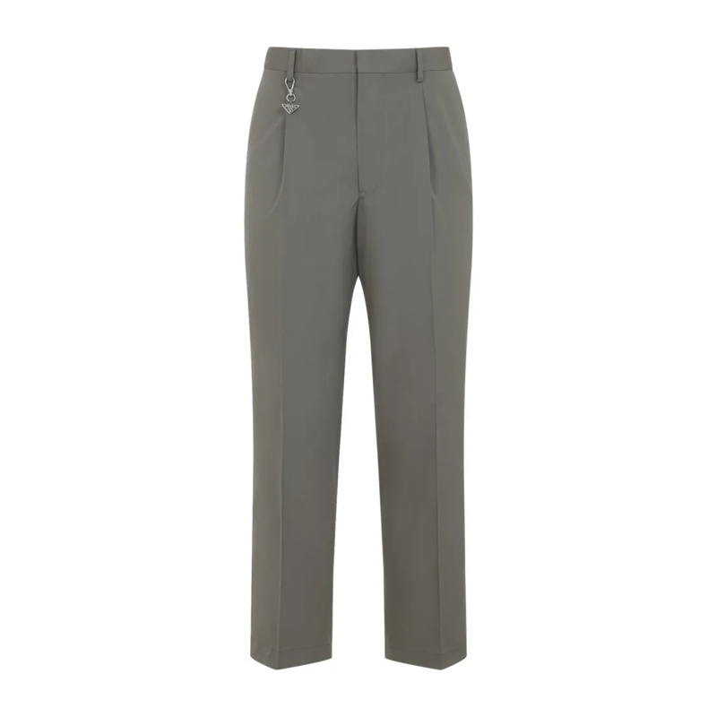Prada Pantalon Straight-Leg Cotton Trousers With Tailored Fit Grey