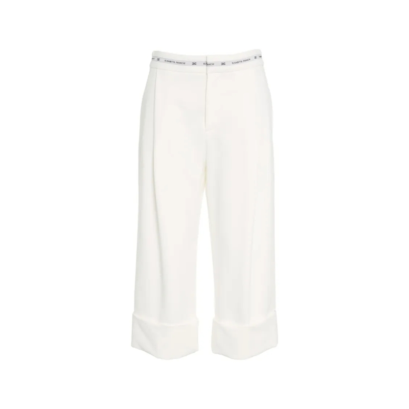 Elisabetta Franchi  Refined Bermuda Shorts In High-Quality Crêpe White