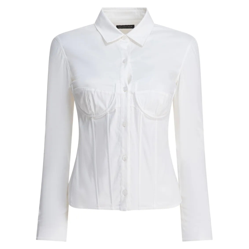 Balenciaga Overhemd Corset-Inspired Slim Fit Shirt White