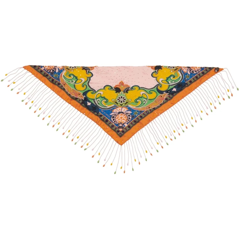 Etro Écharpe en laine Bandana Stampata con Frange rose