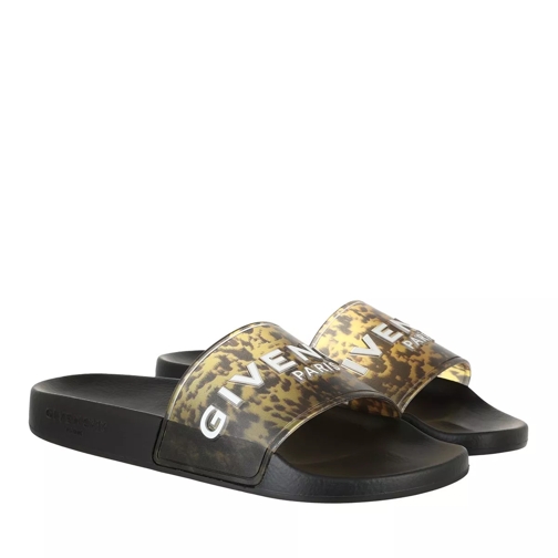 Givenchy Marble Flat Sandals Black Yellow Slide