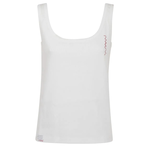 Marni Chemisiers Handcrafted Cotton Tank Top With Embroidery White