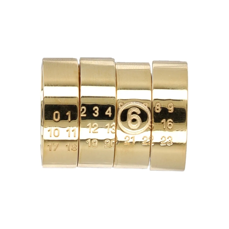 MM6 Maison Margiela Ring Stacked Numeric Metal Ring Gold
