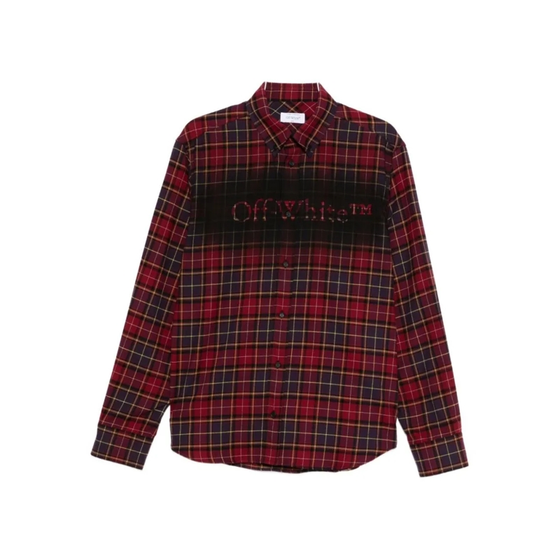 Off-White Overhemd Plaid Pattern Button-Up Shirt Black