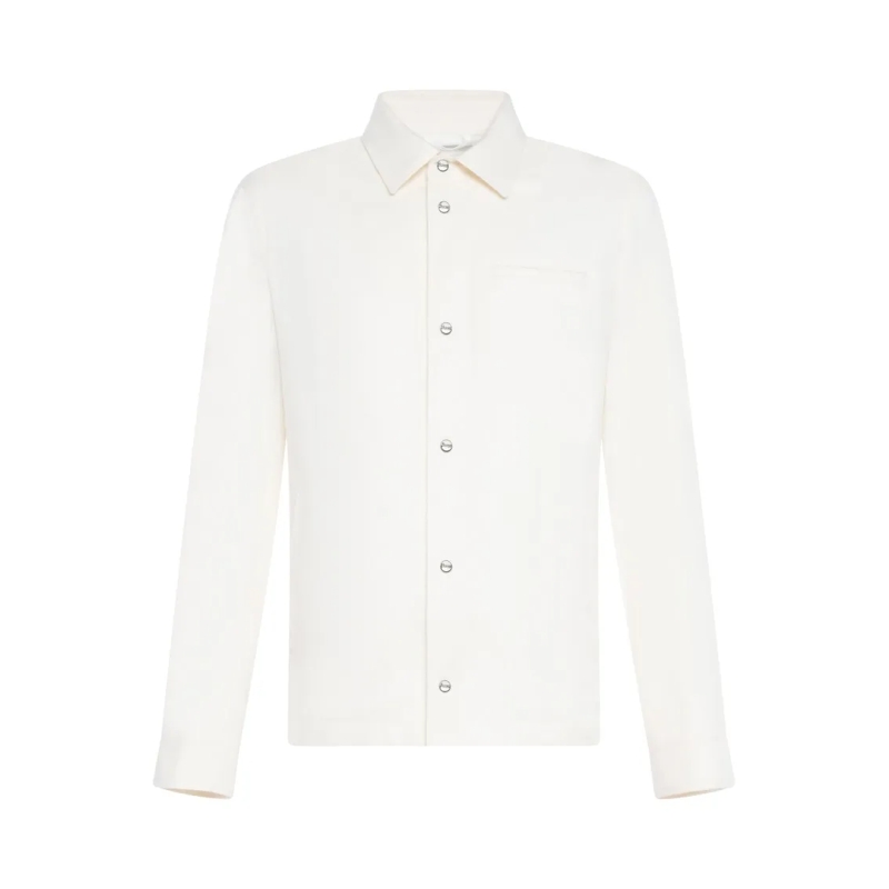 Herno  Ivory Silk-Cashmere Jacket With Metal Logo Plate White