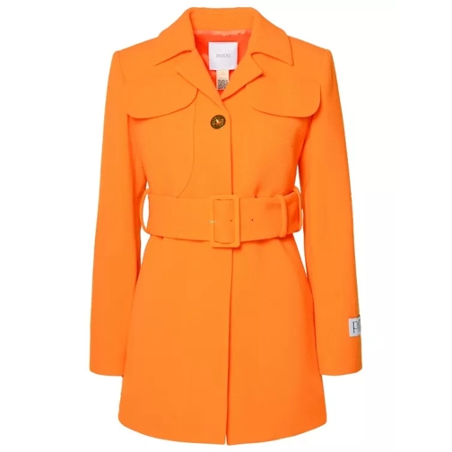 Patou Orange Virgin Wool Coat Orange 