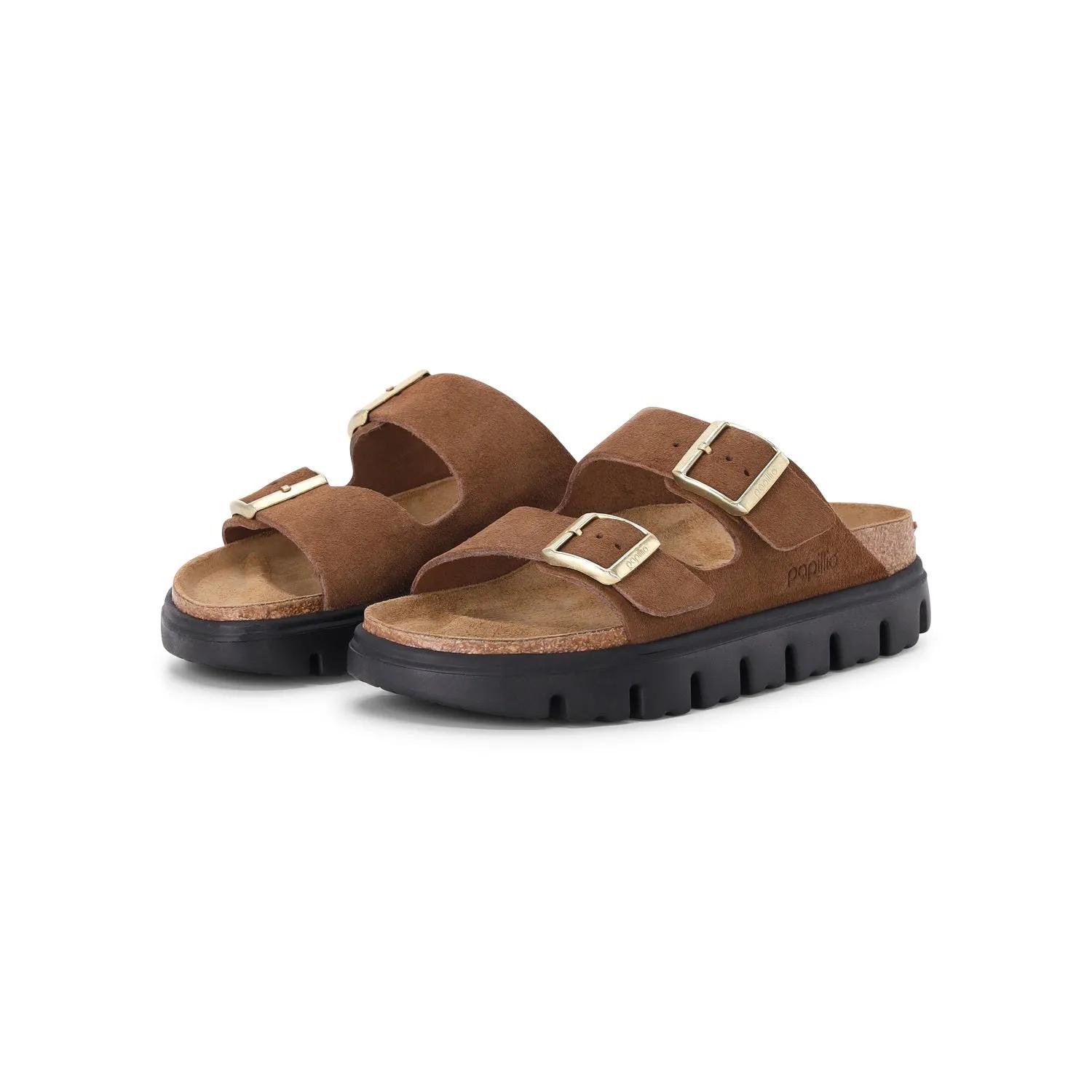 Birkenstock Low-Top Sneaker - Sandale Arizona Pap Chunky aus Veloursleder - Gr. 39 (EU) - in Braun - für Damen