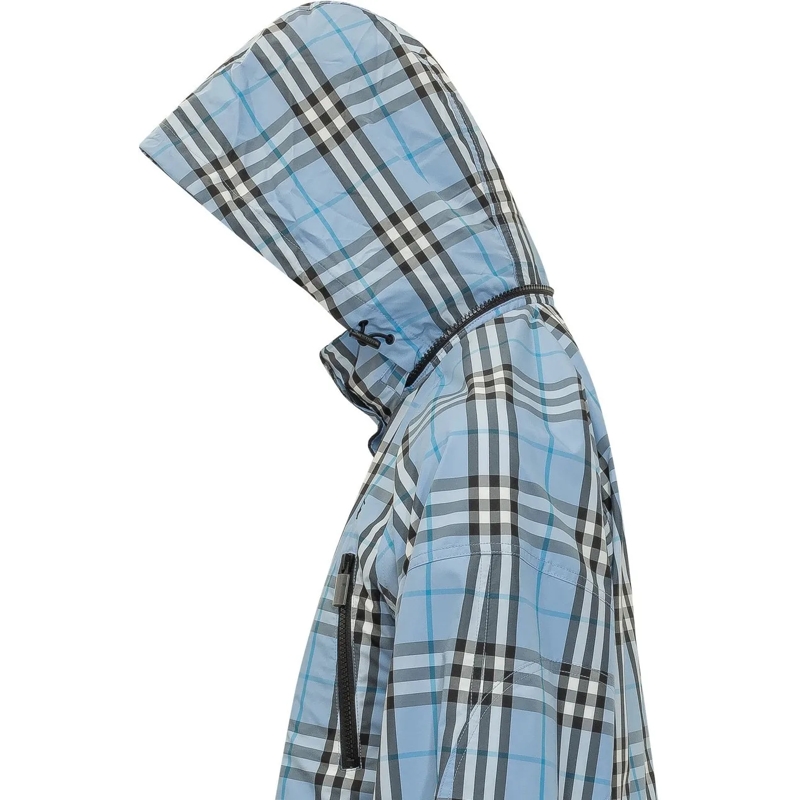 Burberry Übergangsjacke Giacca con Collo Alto e Motivo a Quadri hellblau(Image 4)