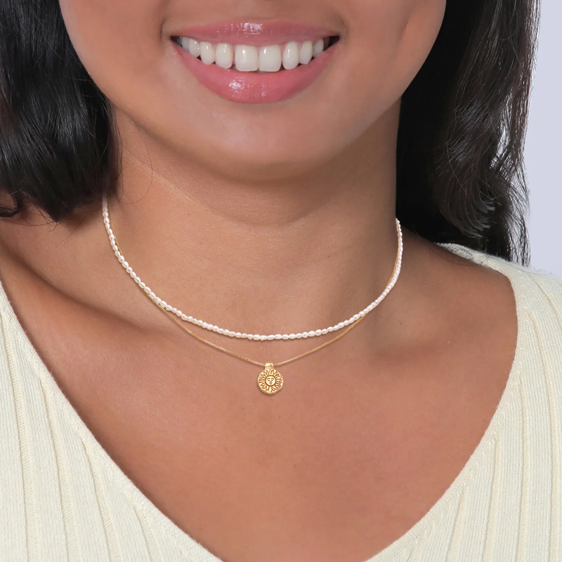 Elli Choker Halskette Choker Layer Sonne Süßwasserperlen 925 S gold(Image 2)