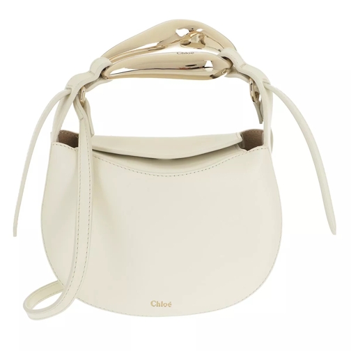 Chloé Small Kiss Shoulder Bag Grained Leather Natural White Crossbodytas