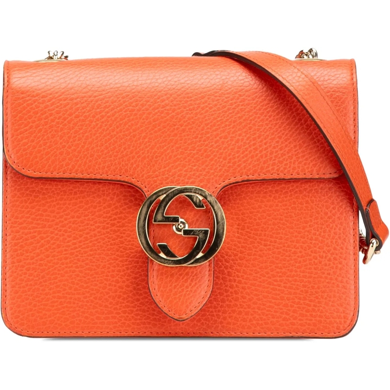 Gucci Schultertasche Small Dollar Calfskin Interlocking G Crossbody orange