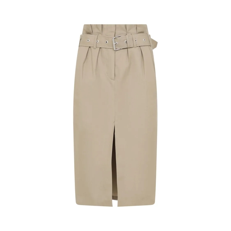 Dries Van Noten Midirok High-Waisted Cotton Skirt Neutrals