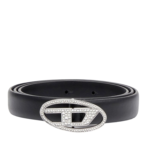 Diesel Ceinture en cuir 1dr Crystal Logo Strass Belt Black schwarz