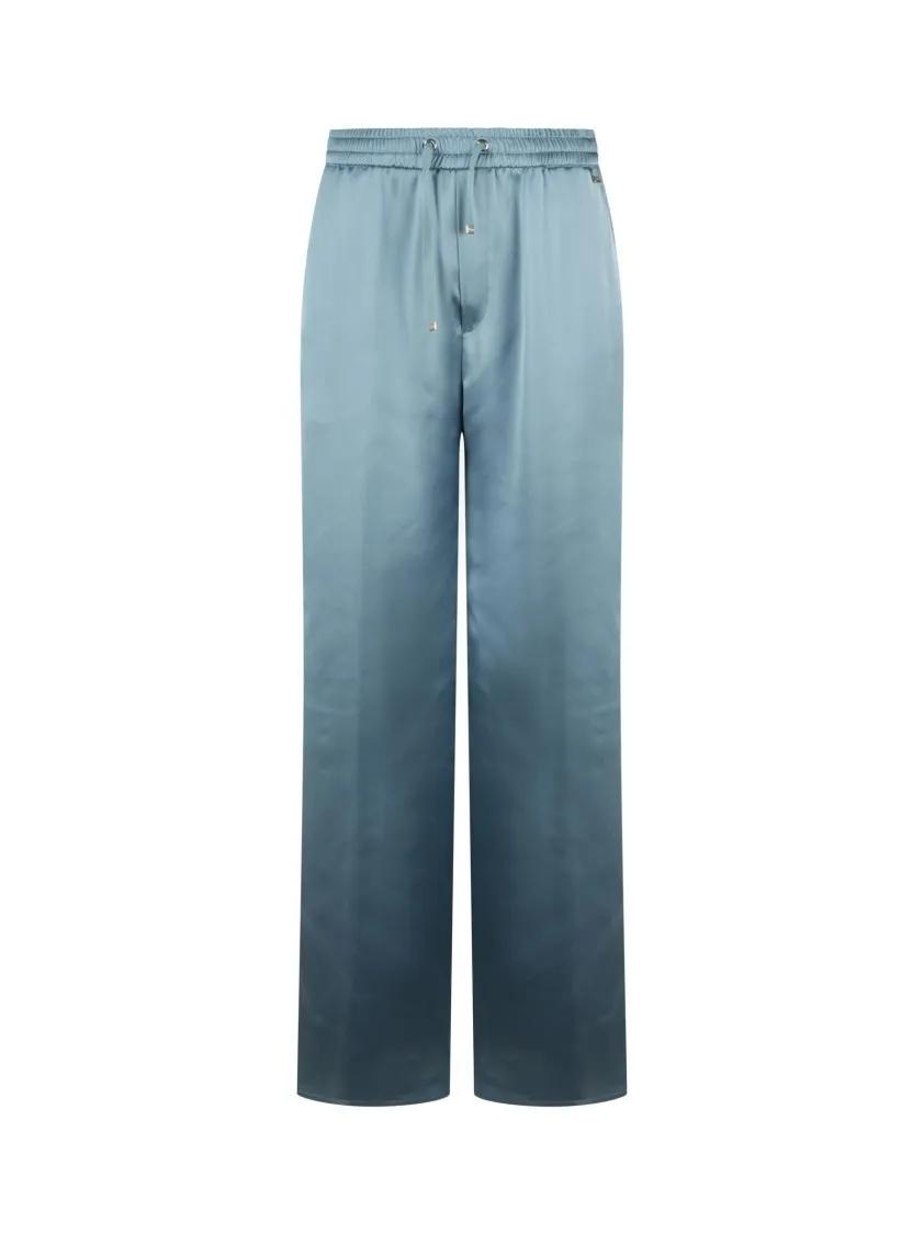 Thumbnail - Herno - Wide Leg Satin Trousers With Grosgrain Drawstring - Größe 42 - grau