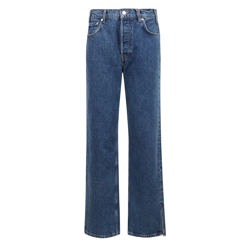 Anine Bing Jeans Vintage-Inspired Medium Blue Denim Jeans With High Blue