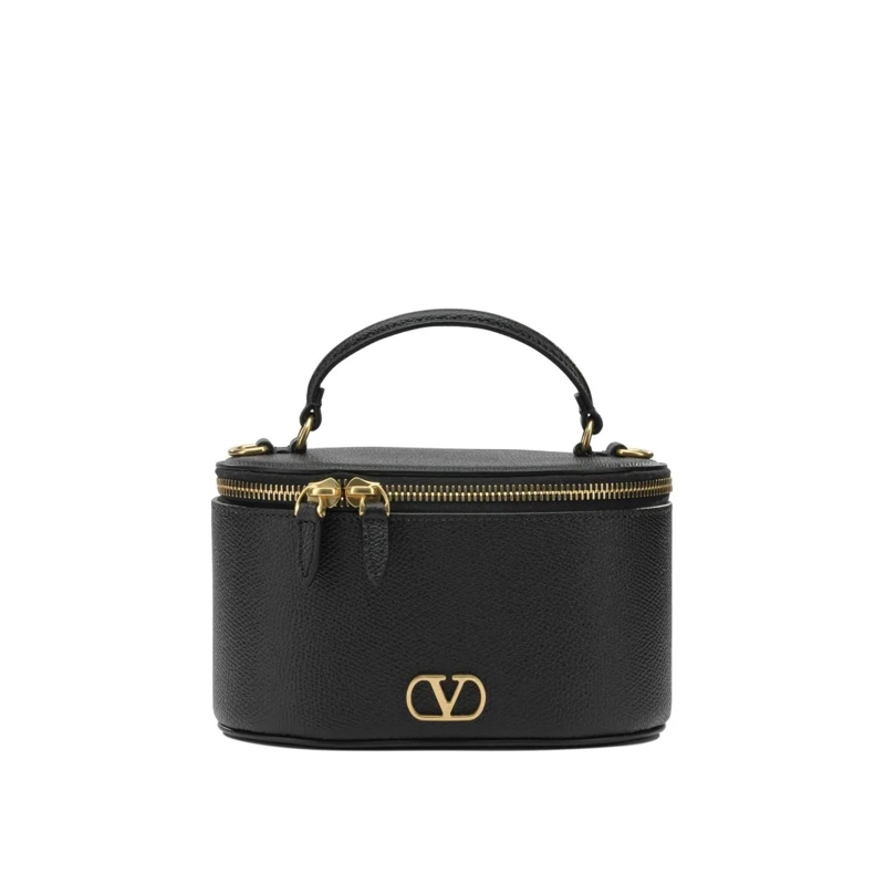 Valentino Garavani Sac à bandoulière Structured Black Calf Leather Handbag With Gold-To Black