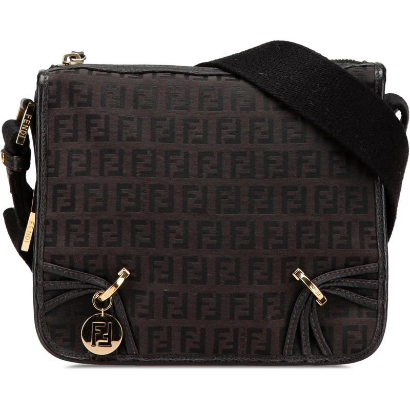 Fendi Sac à bandoulière Small Zucchino Canvas F Charm Crossbody braun