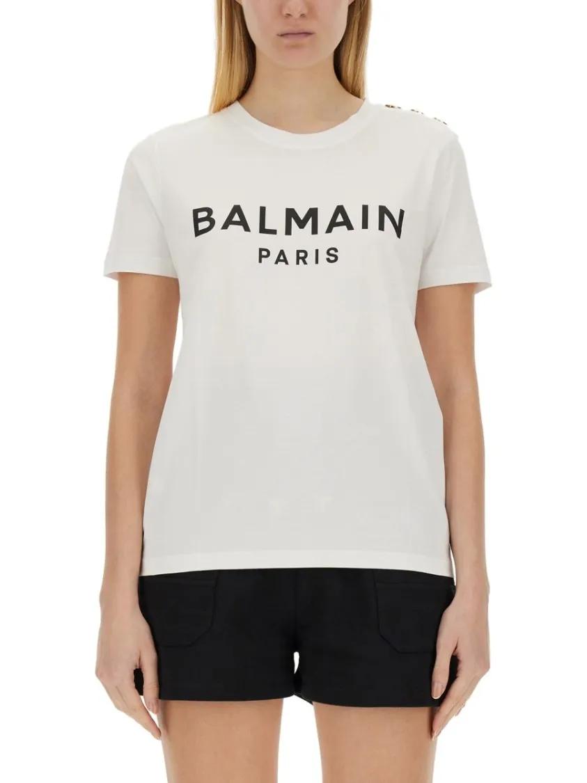 Balmain Classic White T-Shirt With Bold Logo White | T-Shirt