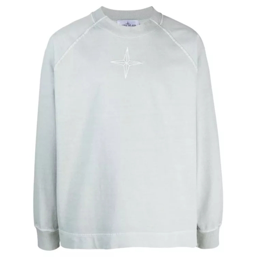Stone Island Logo-Embroidered Cotton Sweatshirt White 