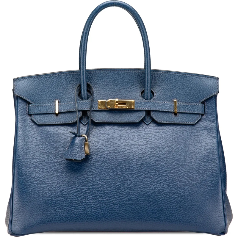 Hermès Tote Togo Birkin Retourne 35 blau