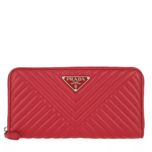 Prada Zip-Around Wallet Leather Fuoco Continental Wallet-plånbok