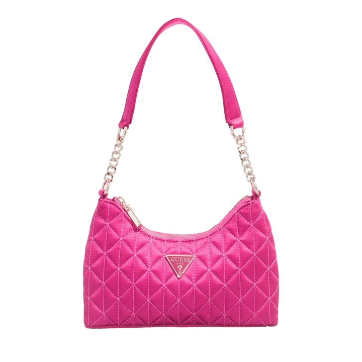 Guess Velina Mini Top Zip Shoulder Magenta Shoulder Bag