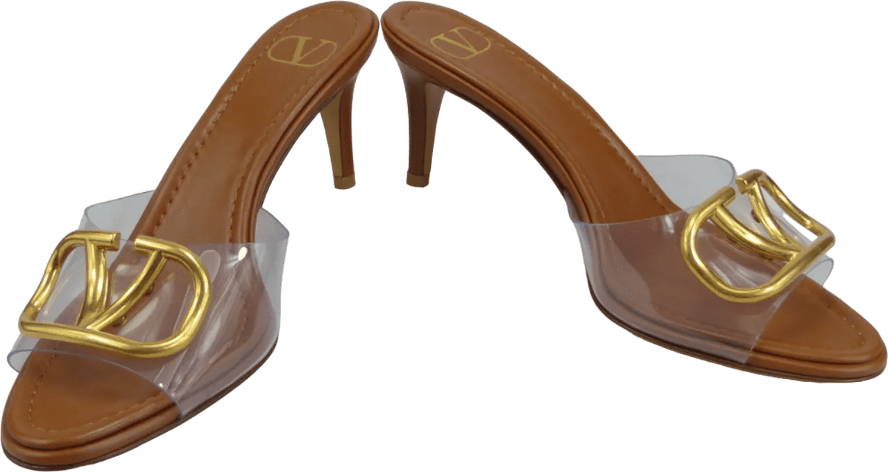 Thumbnail - Valentino Garavani Sandaletten mit Absatz - Sandalo Slide V Logo - Gr. 36 (EU) - in Braun - für Damen