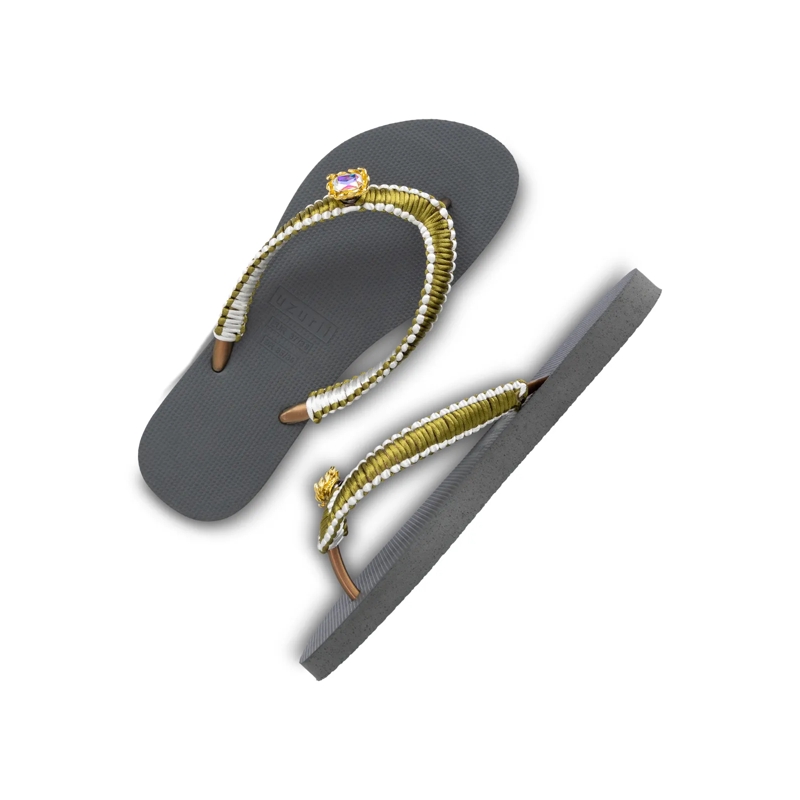 UZURII Flip Flops flip flop Green Macrame Switch silber(Image 25)