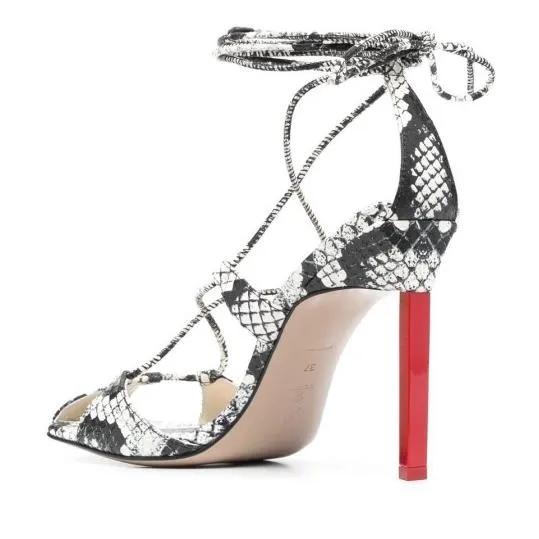 Thumbnail - The Attico Sandalen - Adele 105Mm Snakeskin-Print Sandals - für Damen