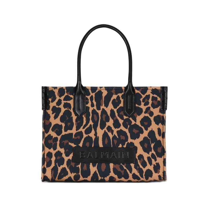 Balmain Fourre-tout Leopard Print Tote Bag With Structured Silhouette Brown