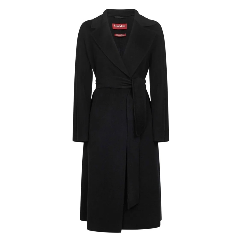 Max Mara Trenchcoat Midi Wrap Coat Black