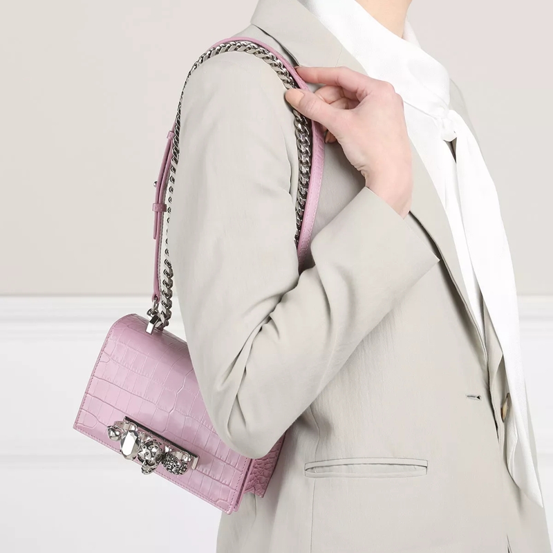 Alexander McQueen Minitasche Skull Embellished Embossed Shoulder Bag Pink(Image 3)